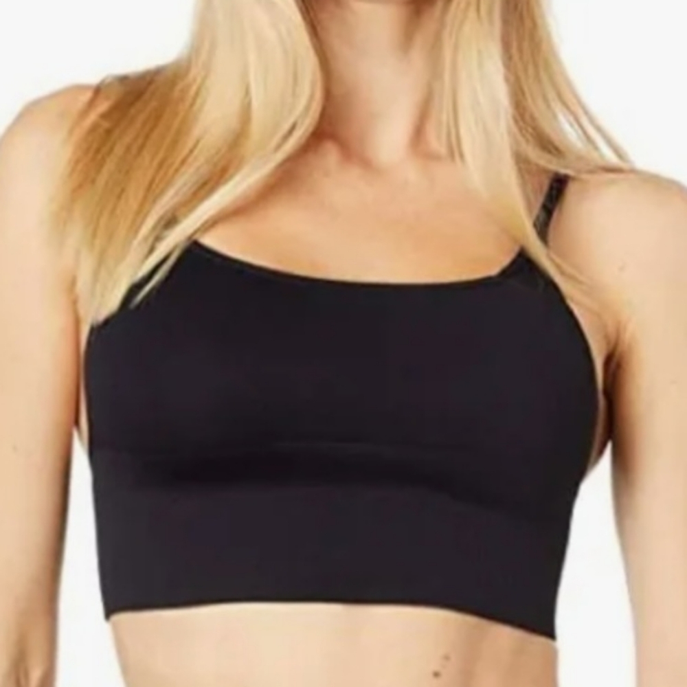 Free People Andi Square Neck Seamless Bra Black MSRP $38 FP084